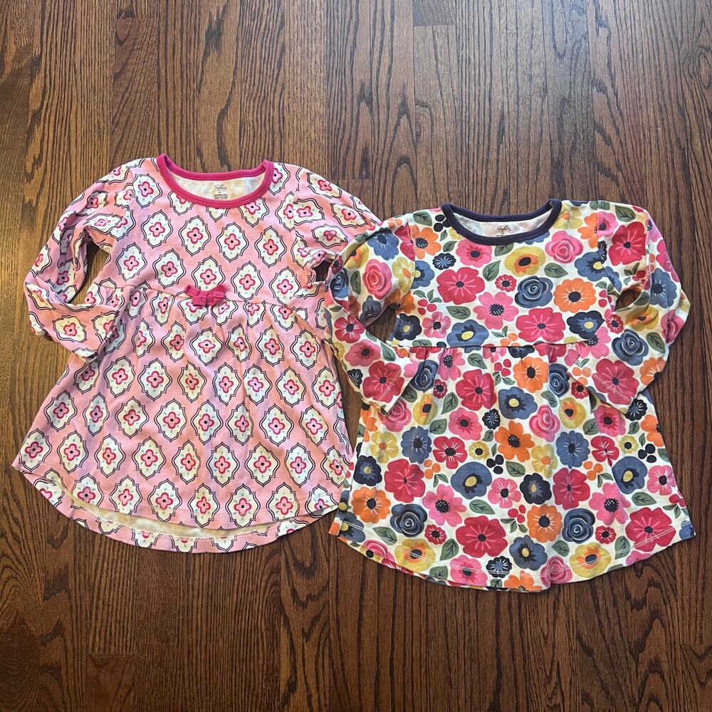 Touched by Nature Long Sleeve Organic Cotton Patterned Floral Dresses - 4T
